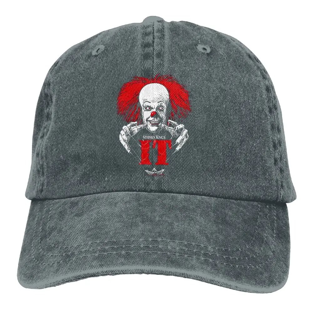 SAMCUSTOM pennywise 3D креативная индивидуальность Промытые джинсовые шапки осень лето для мужчин и женщин Гольф Sunblock хоккейные кепки - Цвет: Темно-серый