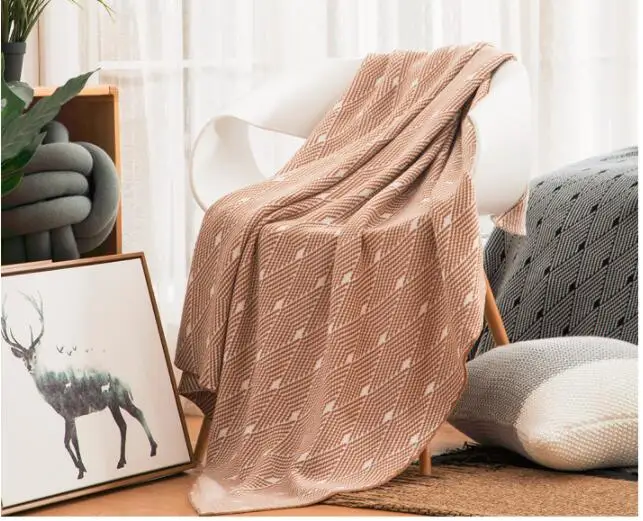 120X160 см Новое геометрическое вязаное одеяло хлопковое покрытие мягкое полотенце чехол для дивана Лето для взрослых домашнего использования FG821 - Цвет: 2