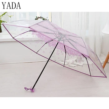 

YADA Romantic Sakura Transparent umbrella Rain Women Environmental Protection Umbrella For Womens Windproof DIY Umbrellas YS061