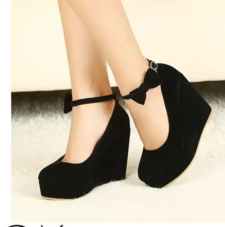 Black red Elegant wedges shoes wedges sandals for women platform high