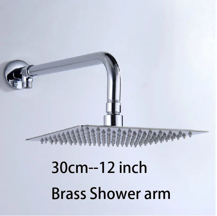 Chrome Finished Wall Mount Shower Arm 12 Rainfall Brass Shower Head Chrome Finish