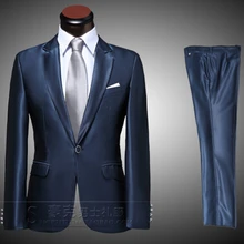 Новые мужские деловые дела мода формальное платье костюм наборы свадебное платье мужские шелковые костюмы(костюм+ брюки)/