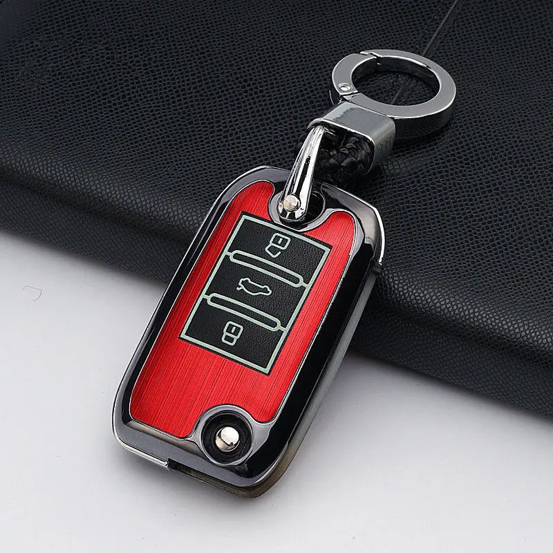 luminous Car Remote key case for Roewe RX5 year for MG ZS 3 button key shell keychain car styling Concise Durable - Название цвета: Red