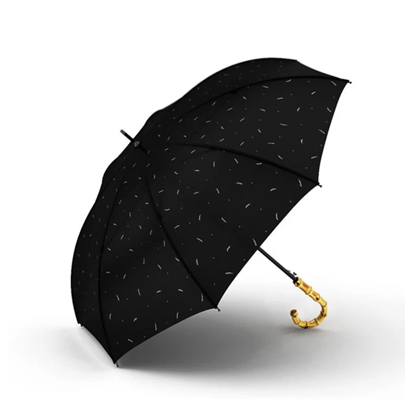 Зонт для гольфа из бамбукового ротанга с изогнутой ручкой, сильный Ветрозащитный полуавтоматический длинный зонт, большой уличный мужской и женский деловой зонт