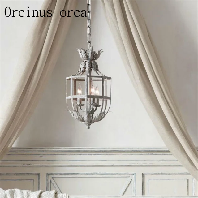 French Princess Room Flower Chandelier American Style Iron Art French Princess Room Flower Chandelier American Style Iron Art Vintage Lantern Bedroom Entrance Hallway Study Lamp