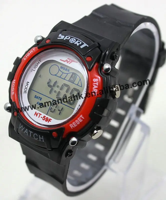 HSG-59F, детские черные часы, модные спортивные силиконовые часы для мальчиков и девочек, круглый циферблат, светодиодный цифровой студенческий крутой часы