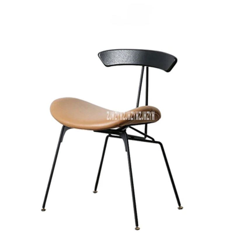 Обеденное кресло в индустриальном стиле с железными ножками, винтажное легкое кресло, простое кожаное повседневное кресло для переговоров - Цвет: A