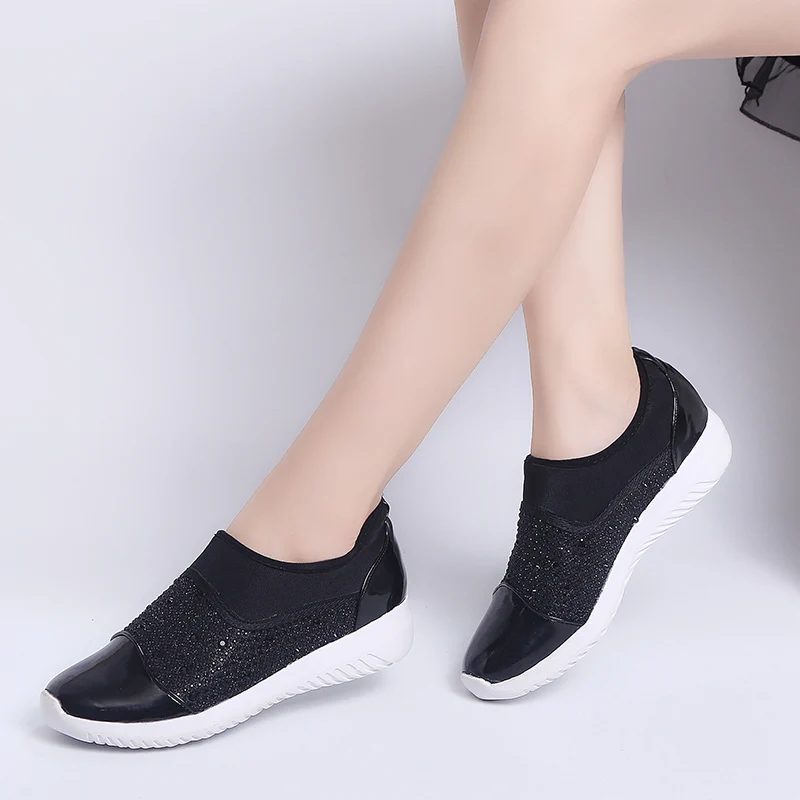Femmes Des Chaussures Dames Respirant Mocassins Été Printemps Noir De Casual Glissement or Taille Confortable Cristaux Sur rouge 44 Plat Sneakers Mode 2019 0qE6wF