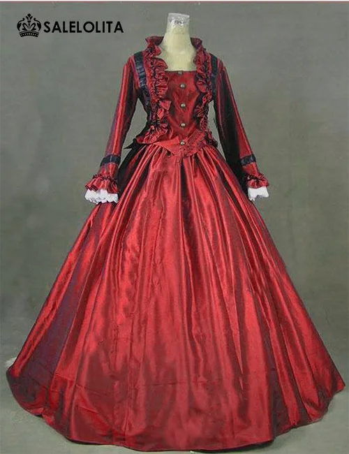 victorian red ball gown