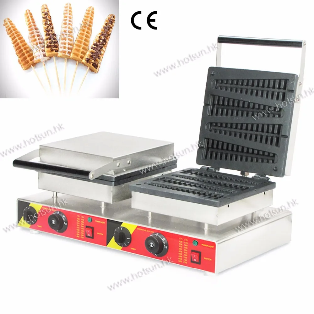 

Free Shipping Commercial Use Non-stick 110V 220V Dual Electric Lolly Waffle Maker Machine Iron Baker