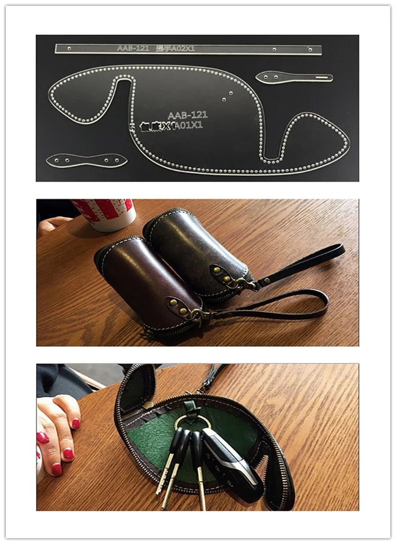 

Car key case version pattern design female mold DIY handmade leather making template acrylic