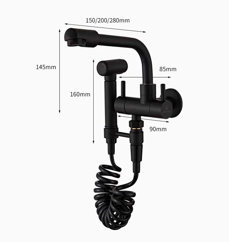 Смесители для биде стены латунь черный холодной воде Туалет углу клапан ручной гигиенические Насадки для душа Автомойка Pet распылительная аэрография краны