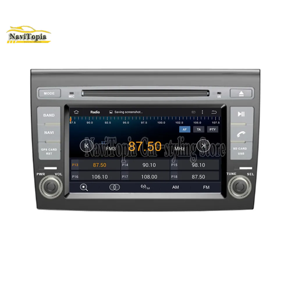 Discount NAVITOPIA 7inch 4G RAM 64G ROM PX6 Six Core Android 9.0 Car DVD Player GPS Navigation for Fiat Bravo 2007 2008 2009 2010- 2