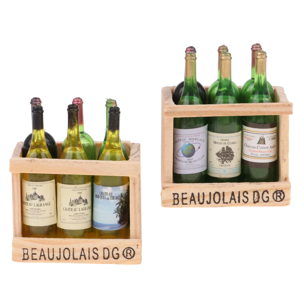 12Pieces Modern Design Kitchen Bar Decoration Drink Wine Juice Champagne Beer Bottles For 1:12 Scale Dollhouse Ornament