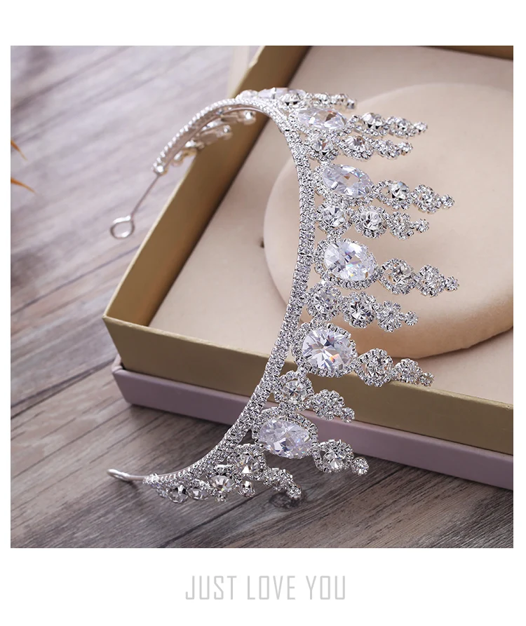 Europeus lindo Cristal Nupcial do casamento Acessórios Do Cabelo Do Casamento Coroa Tiara de Strass Concurso Miss Universo  (4)