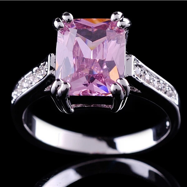 

Women Fashion Jewelry Finger Pink Rings 10KT White Gold Filled Ring Size 6/7/8/9 Free Shipping