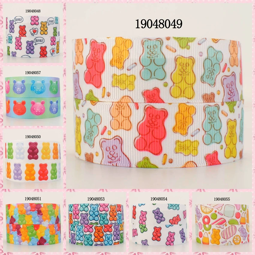 

10yards -different sizes -candy bear pattern ribbon printed Grosgrain ribbon diy 19048048