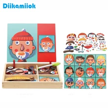 Новинка, деревянная магнитная головоломка, статуя/автомобиль/цирк, доска для рисования, пазл, 3 стиля, Обучающие игрушки, dx-8118
