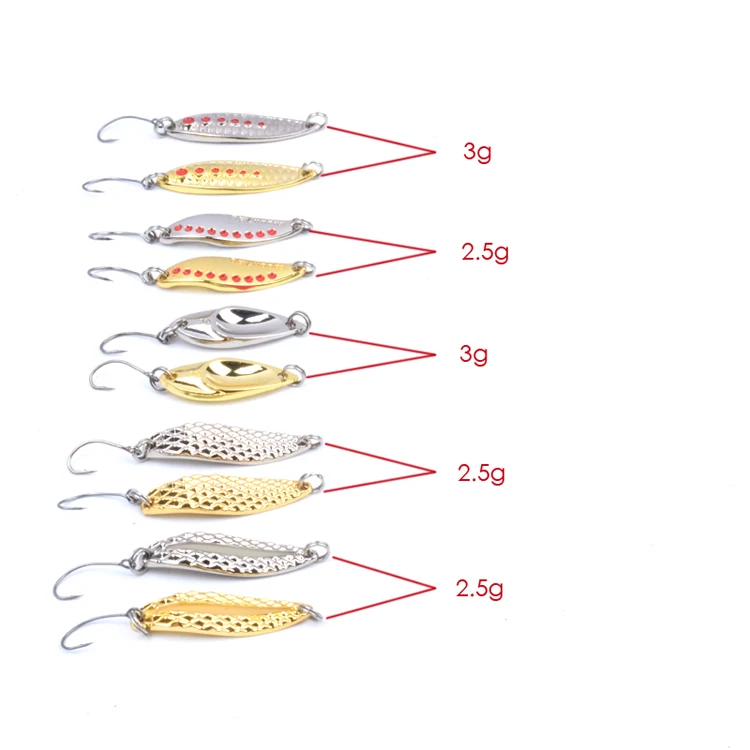 SeekBass, 10 шт. в партии, рыболовная приманка, ложка, 2,5 г, 3 г, золото/серебро, рыболовная приманка, ложка, жесткие приманки, металлическая приманка