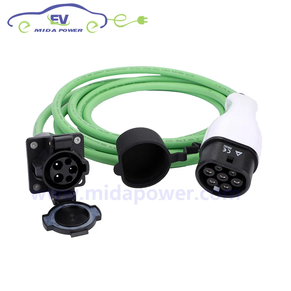 

5M 32A IEC 62196 Type 2 Female Connector to Type1 Socket 3x6mm2+2x0.5mm2 EV Charging Cable EV Convert Connector