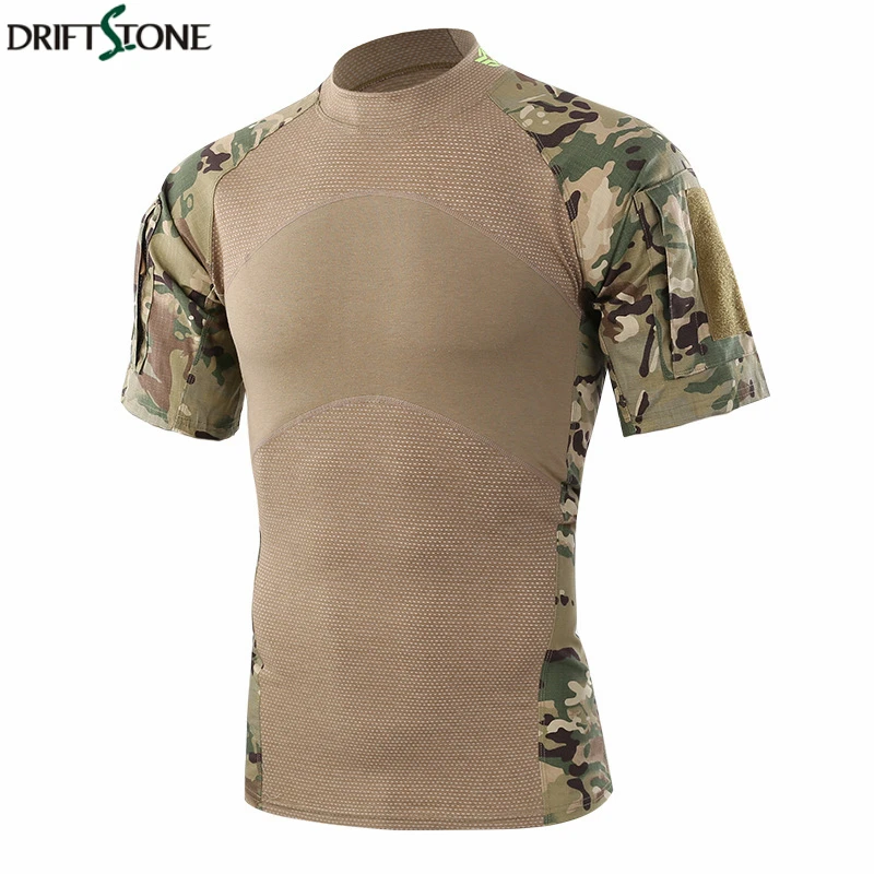 

Men Army Combat T-shirt Short Sleeve Camouflage SWAT Soldiers Military Tactical T Shirt Slim Rip-stop Airsoft Paintball Shirt
