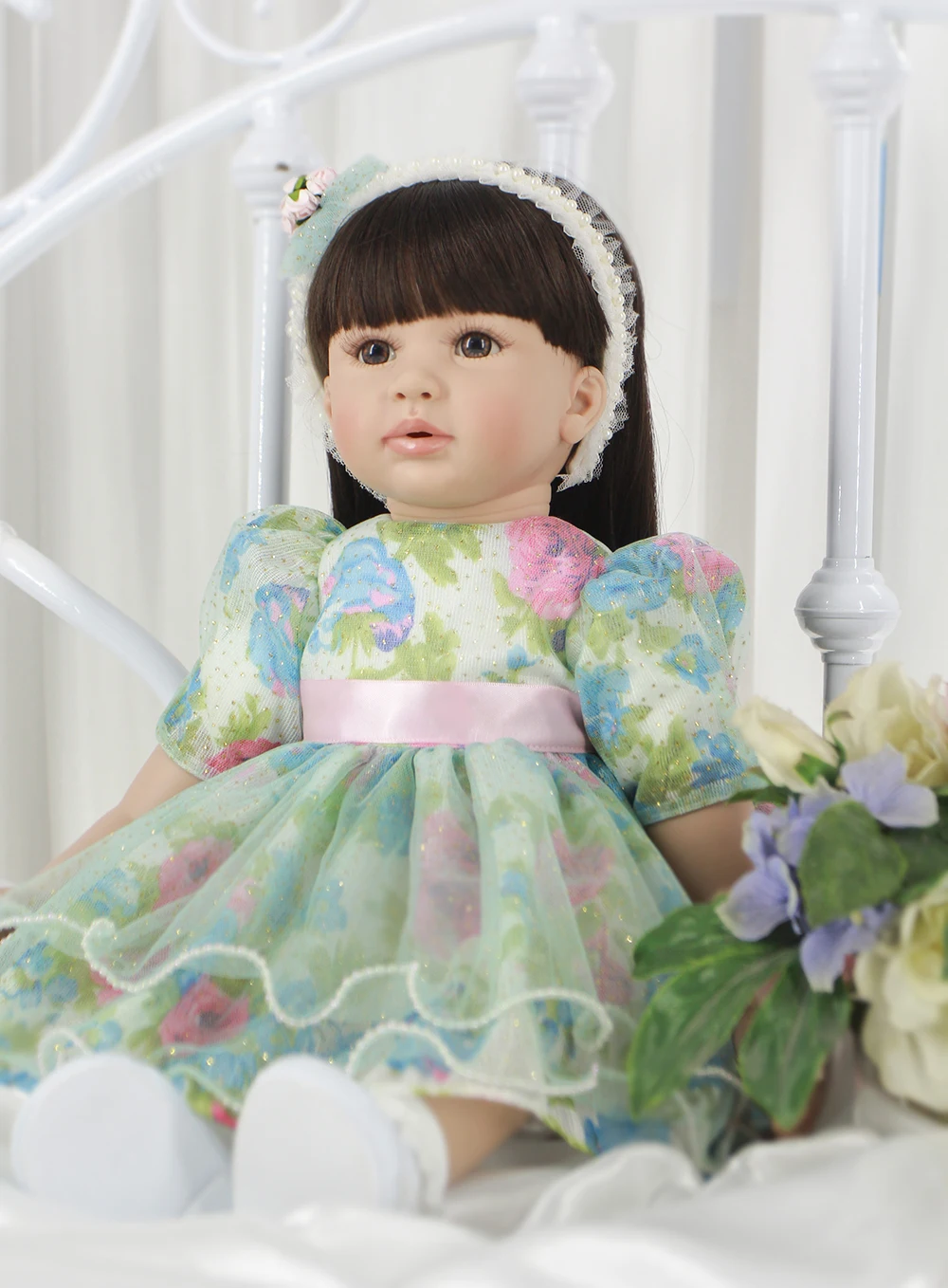 

Pursue 24"/60 cm Light Green Dress Princess Doll Reborn Silicone Toddler Girl Baby Doll Toys for Children Girl Birthday Gift