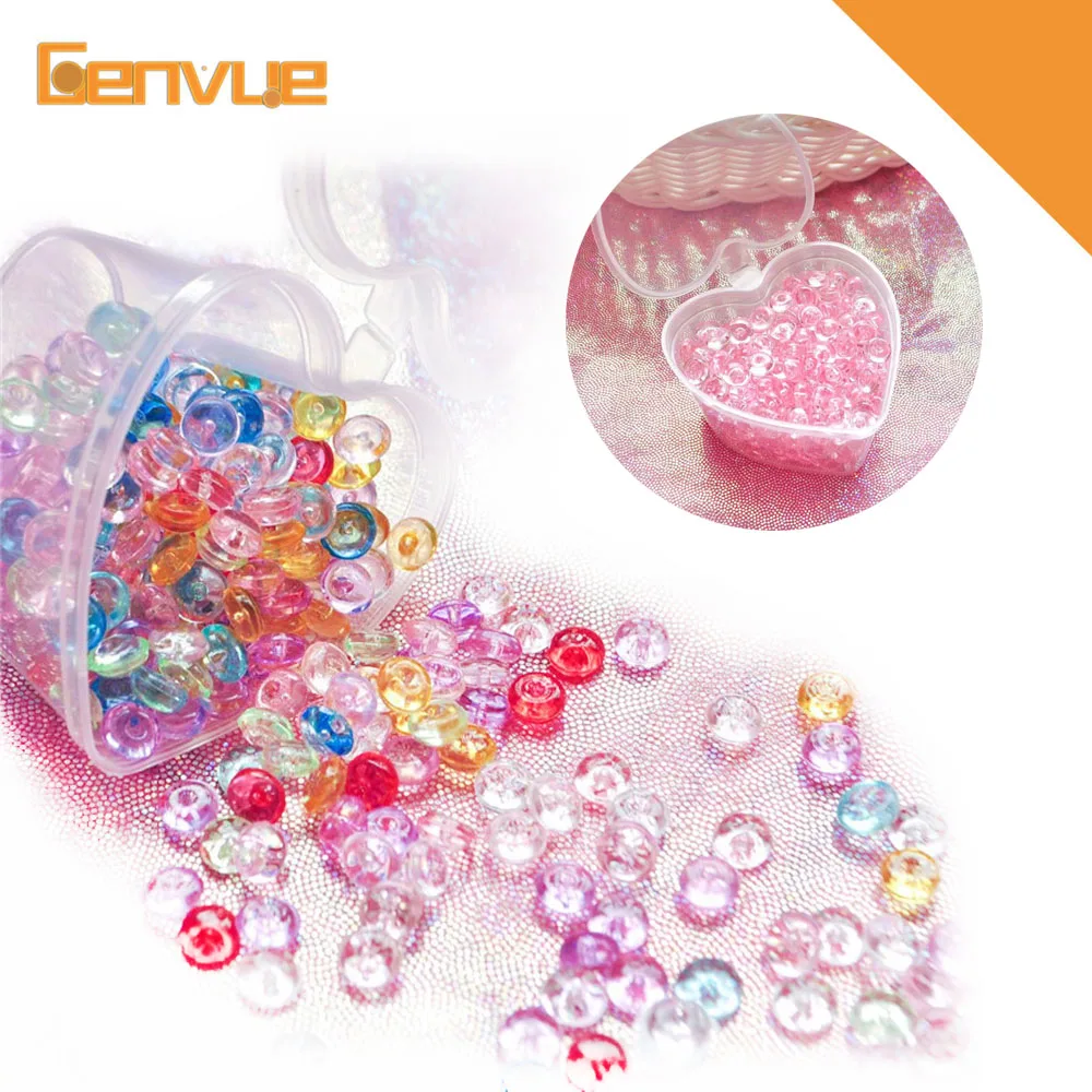 

Crystal Flat Fishbowl Beads Rubber Colorful Balls Addition For Charms Slime Supplies DIY Slime Decor for Slime With Heart-Box