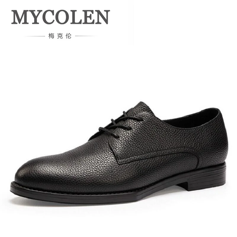 

MYCOLEN New Retro Leather Men Oxford Shoes Lace Up Casual Business Men Shoes Fashion Brand Black Men Dress Shoes sepatu pria
