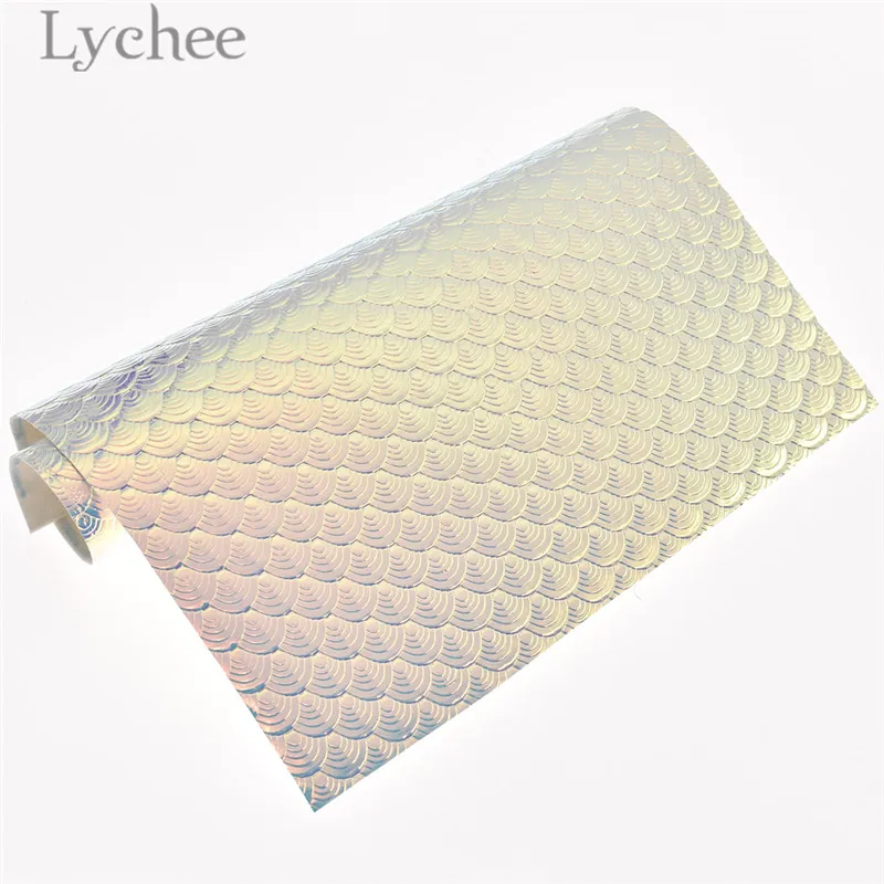 Lychee Life 21x29 см A4 рыба чешуя PU ткань высокое качество красочные Синтетическая Кожа DIY материал для сумки ремни одежды