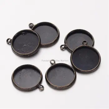

700pcs Tray: 12mm Antique Bronze Brass Blank Pendant Trays Flat Round Setting for Cabochon Jewelry Making DIY Findings 17x14x2mm