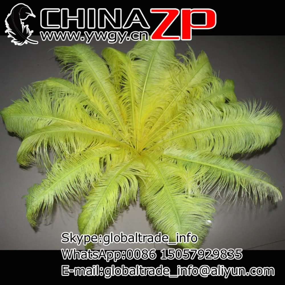 

CHINAZP Factory Size 65~70cm (26"~28") 50pcs/lot Top Quality Dyed Light Yellow Ostrich Feathers