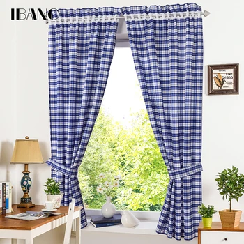 

Roman Shade European Style Plaid Window Curtain Kitchen Curtain Voile Tab Top Window Brand Curtains Cortinas With Blet