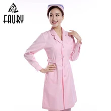 Женская больница Длинная, с коротким рукавом костюм медика модная одежда стоматологические халаты салон красоты доктор униформа медсестры длинные пальто