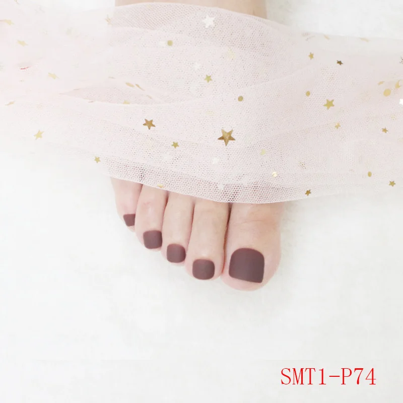 

Hot 24pcs Foot Frosted Matte Fake Nails Solid Color DIY Toes Manicure False Nails SJ66