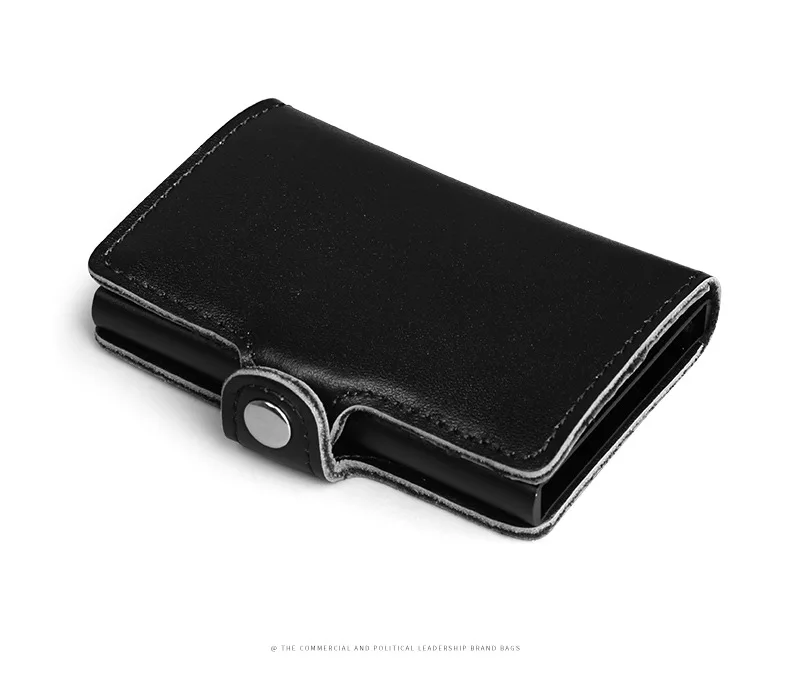 Genuine Leather Men Aluminum Wallet Back Pocket ID Card holder RFID Blocking Mini Magic Wallet Automatic Credit Card Coin Purse