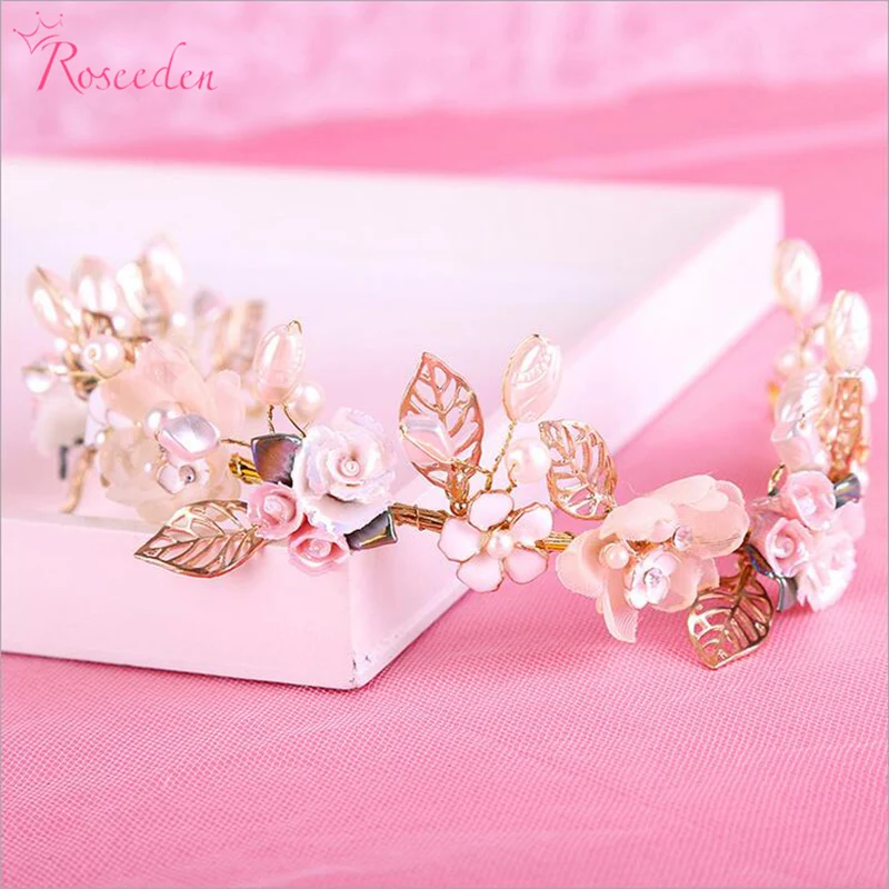 

Luxurious Bridal hair comb golden leaf women pearl hair jewelry handmade hair ornaments bride wedding party accessories RE591