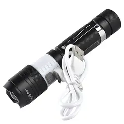 Новый светодио дный светодиодный USB Перезаряжаемый Фонарик 3 режима Ручной USB зарядный фонарик для кемпинга походный велосипедный фонарь