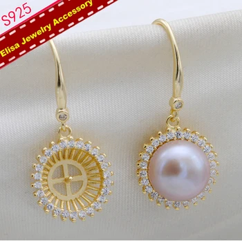 

Sunflower Design Earrings Fittings S925 Sterling Silver Pearl Earrings Jewelry Findings DIY Earrings Components 3Pairs/Lot