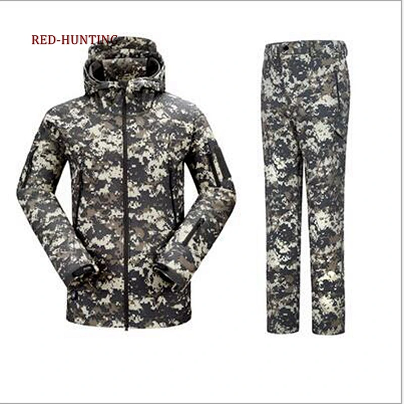 

Man Winter Waterproof Fishing Trousers Tactical SoftShell Hunting Outdoor Jackets Set Army Suit Military Pants