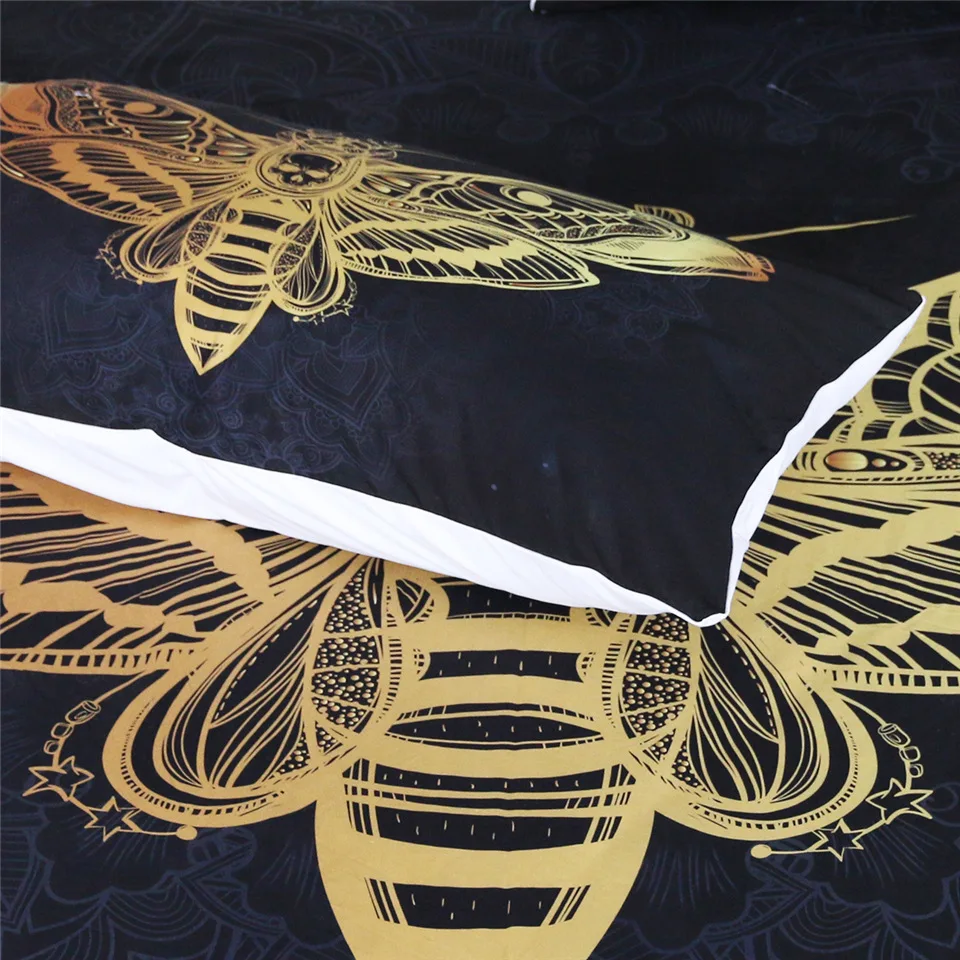 LOVINSUNSHINE, набор постельного белья с принтом "Летучая мотылька", набор пододеяльников с изображением черепа, черный и золотой домашний текстиль для взрослых, Бабочка, бохо, постельное белье