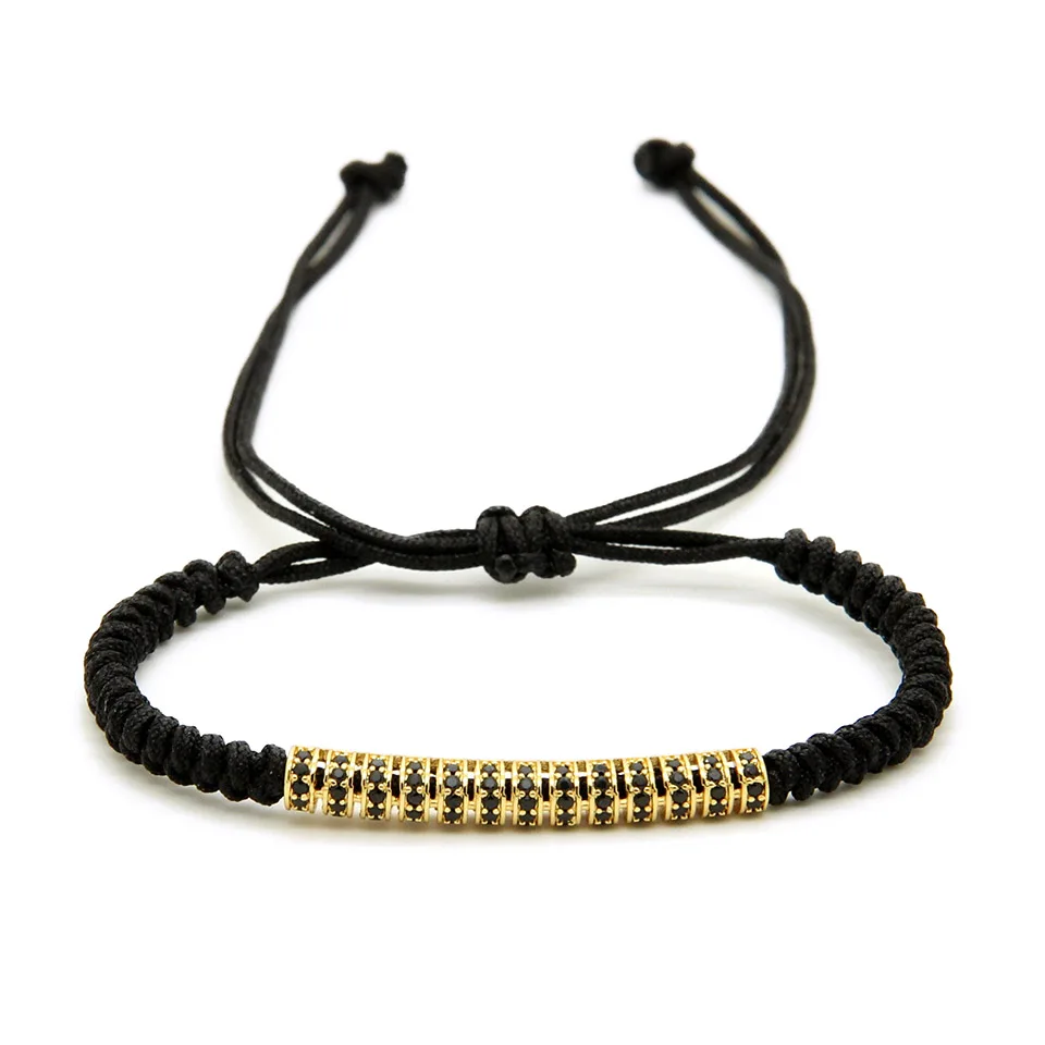 

Ailatu New Design Fashion Jewelry Wholesale Micro Pave Black Cz Tube Braiding Macrame Bracelet Best Gift for men and women