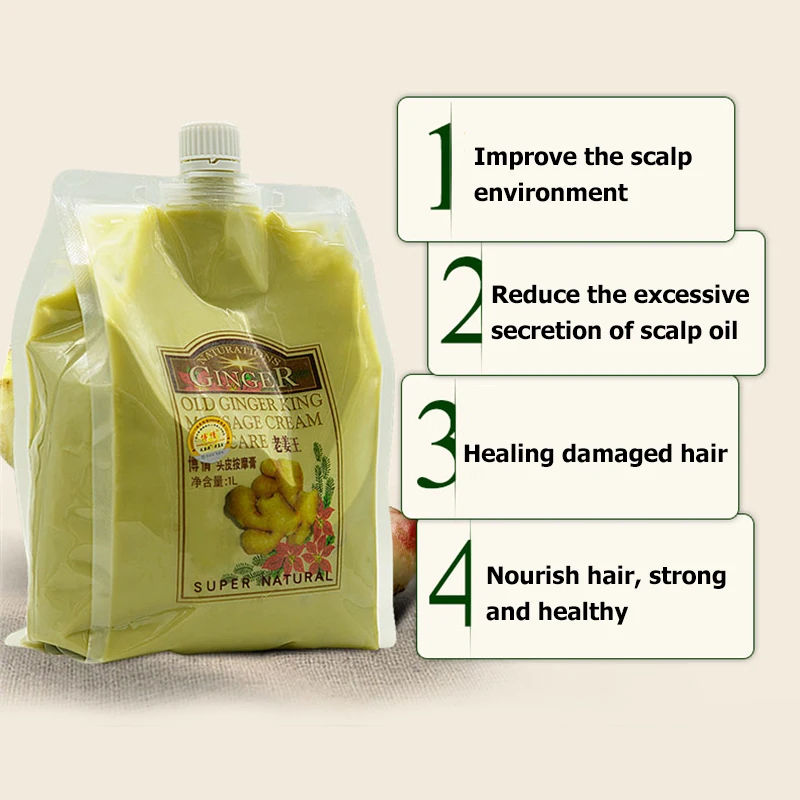 Comprar Crema de Masaje Capilar de boqlan cuidado del cabello de jengibre viejo rey hidratante nutre la mascarilla del cabello reparación dañada tratamiento del cuero cabelludo 1000ml