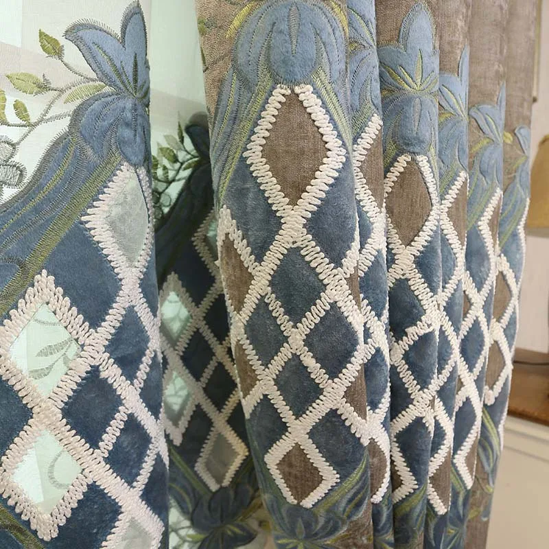 Thick Cloth Китайский классический Королевский синель бархат вышитые шторы тюль вилла гостиная спальня Детский салон осень AP323-40 - Цвет: Thick Cloth