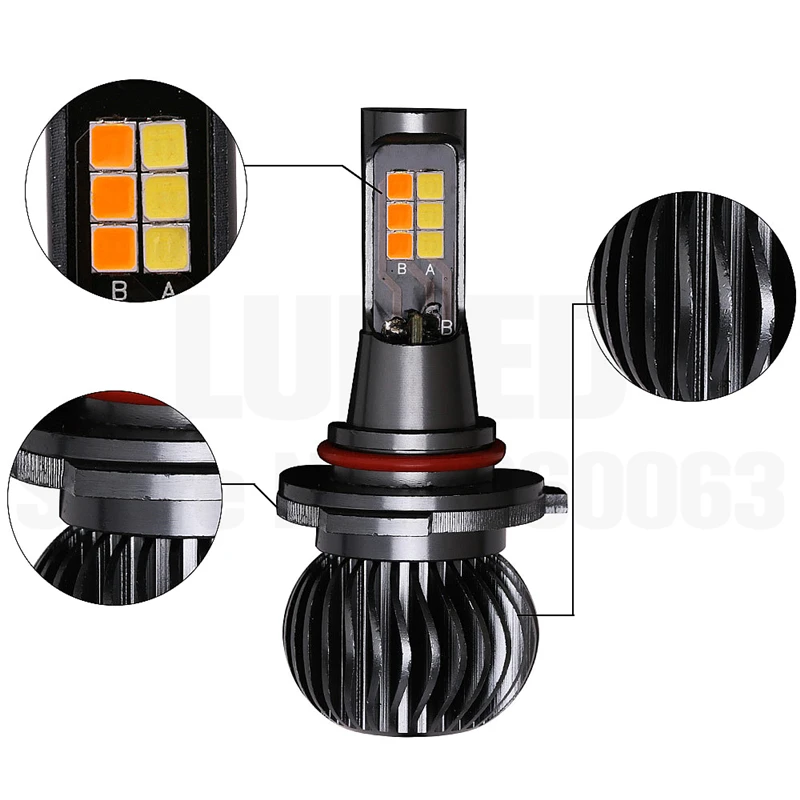 1 пара H4 H7 светодиодный автомобильный противотуманный светодиодный светильник, ЛАМПА H3 H11 881 9005, два цвета, автоматический светильник s, постоянное изменение цвета, мигающий