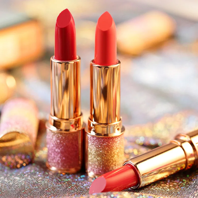 

Rainbow Blingbling Shimmer Lipstick Lip Balm Korean Style Shiny Batom Lipgloss Cosmetics Matte Velvet Lipstick Makeup Maquiagem