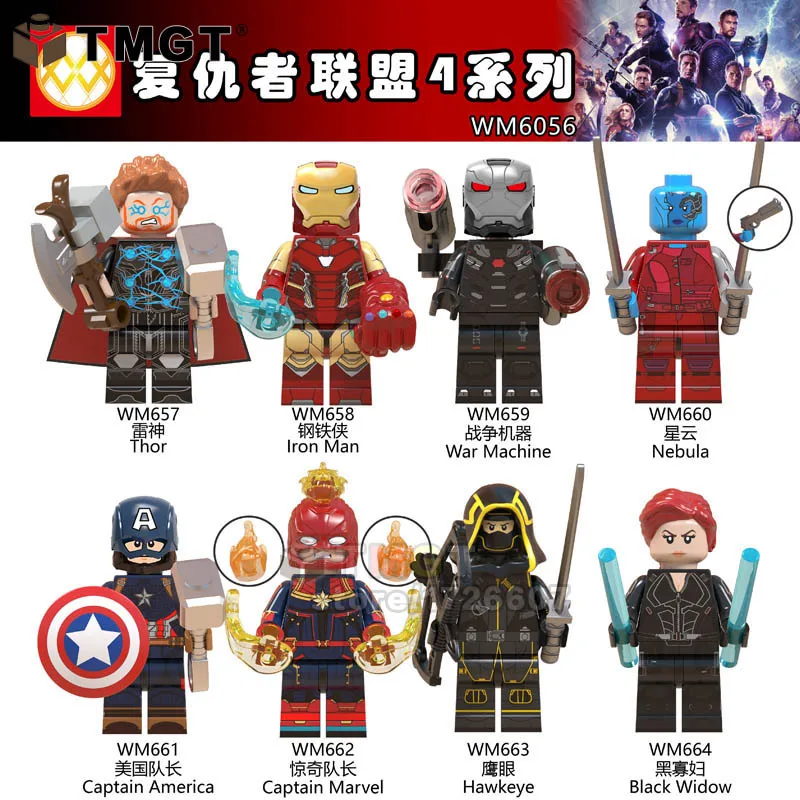 

Single Legoings The Avengers 4 Thor Iron Man Captain America Black Widow Hawkeye Nebula Endgame Building Blocks Toy For Children