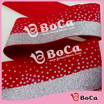 

100 yards/lolt , 3" 75mm silver glitter printed grosgrain ribbon , very soft to make big bow