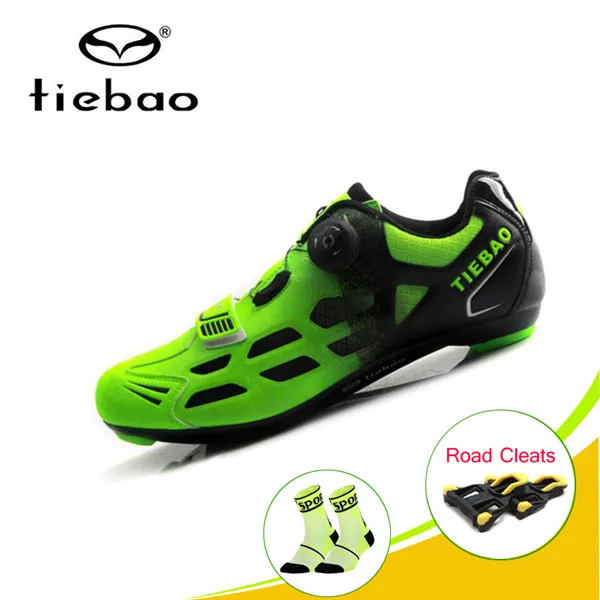 Tiebao обувь для шоссейного велосипеда sapatilha ciclismo pedales bicicleta самозакрывающаяся спортивная обувь для велоспорта дышащие кроссовки суперзвезды - Цвет: Cleats with 1259A G