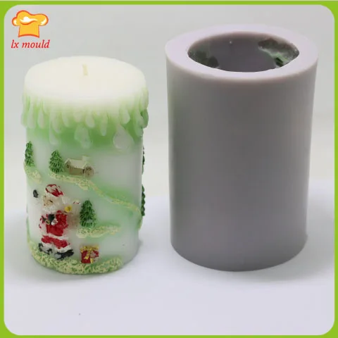 

Santa cylindrical relief candle molds candle mold relief 3D holiday decorations candles Tools Christmas candles