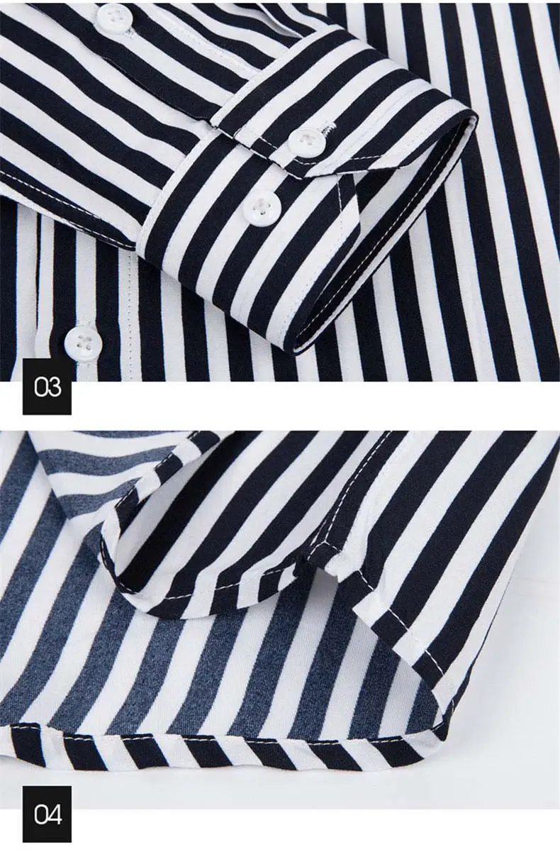 5XL Plus Large Size Striped Shirts Men Long Sleeve Casual Autumn Spring Classic Male Shirts Non-Iron Dress Shirts Man Muls Brand 1